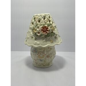 Vintage Victorian Style CANDLE‎ Lamp By Lincolnshire Raised Flowers 3D